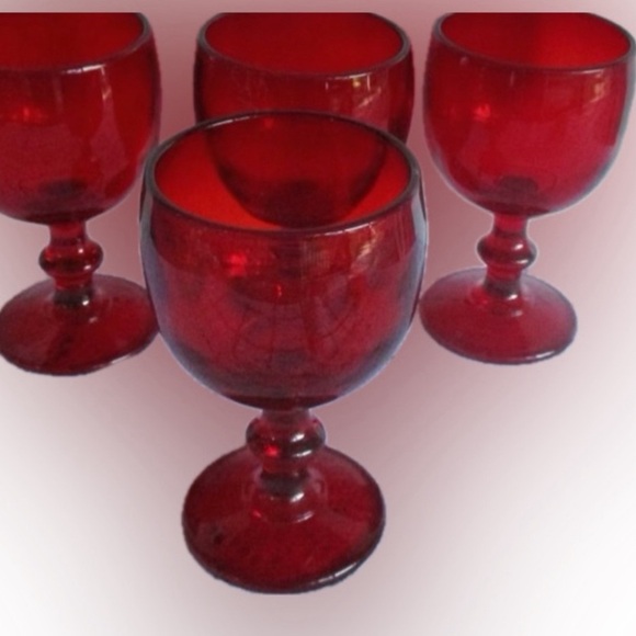 Vintage Imperial Ruby Red Goblets – Hoffmann House – Pair – 6¼” – 1970s MCM - Picture 1 of 6